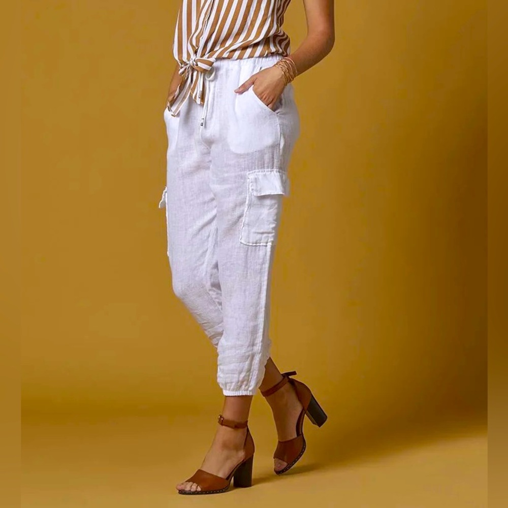 Scandal Italy Linen Brielle Pants White Size Large
